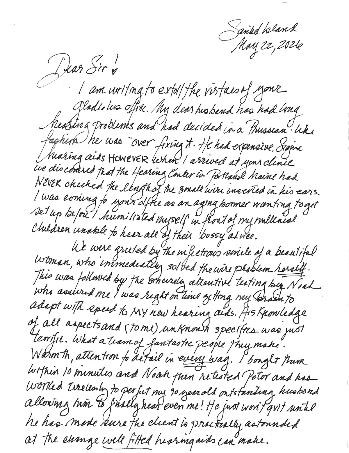 Handwritten letter from Mallory Hoffenreffer, page 1